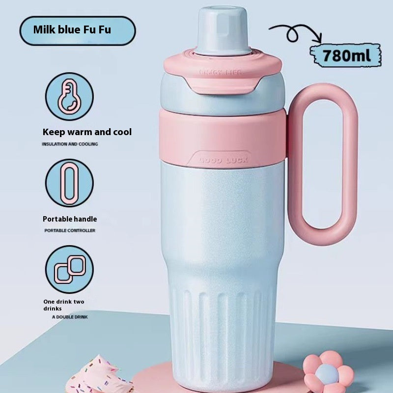 780 ml Stainless Steel Tumbler with Handle, Lid and Straw (photo 10)