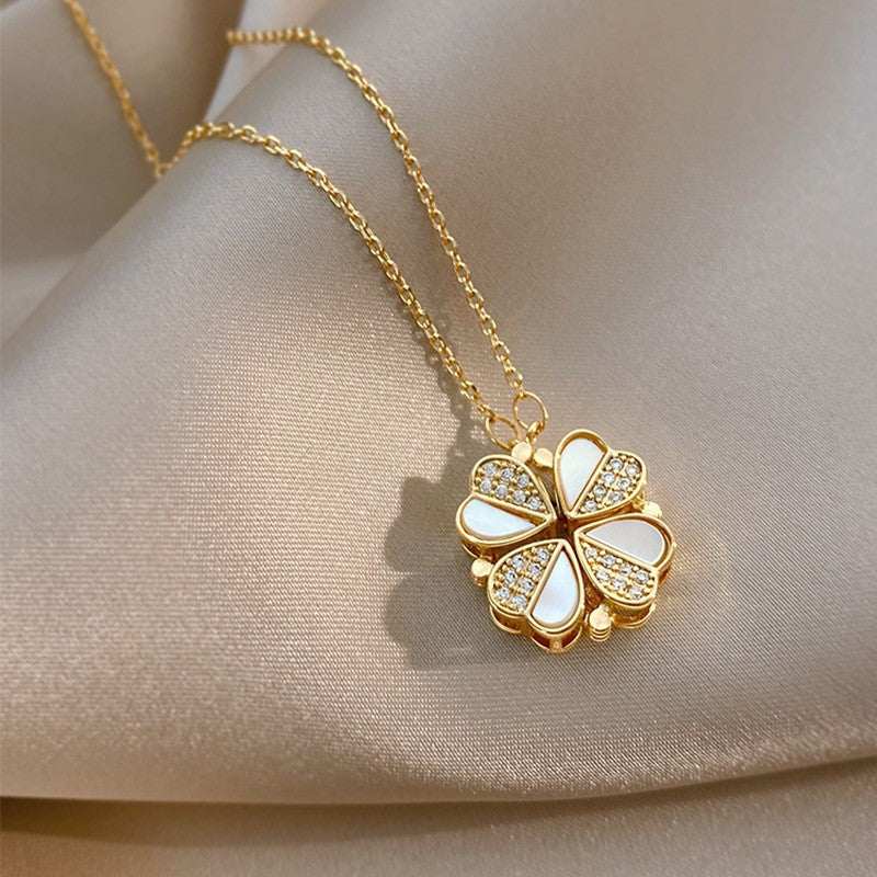 Four-Leaf Clover Heart Pendant Necklace (photo 6)