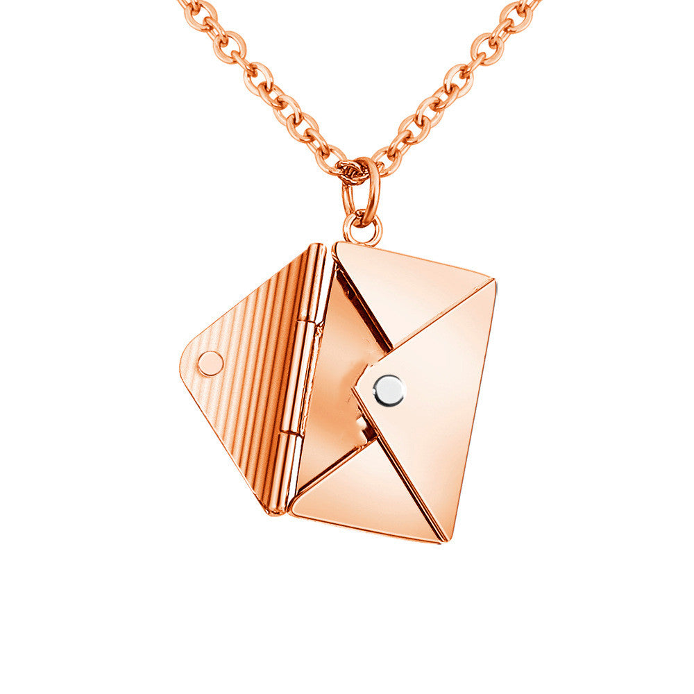 Envelope Pendant Necklace, Titanium Steel (photo 9)