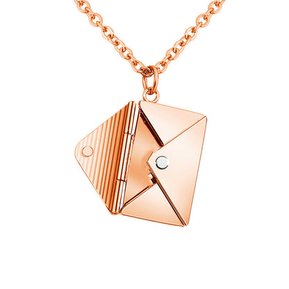 Envelope Pendant Necklace, Titanium Steel (photo 9)