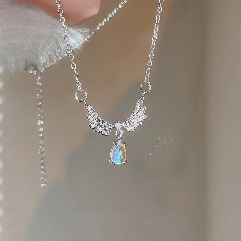 Gothic Heart Crown Angel Wings Pendant Necklace (photo 7)