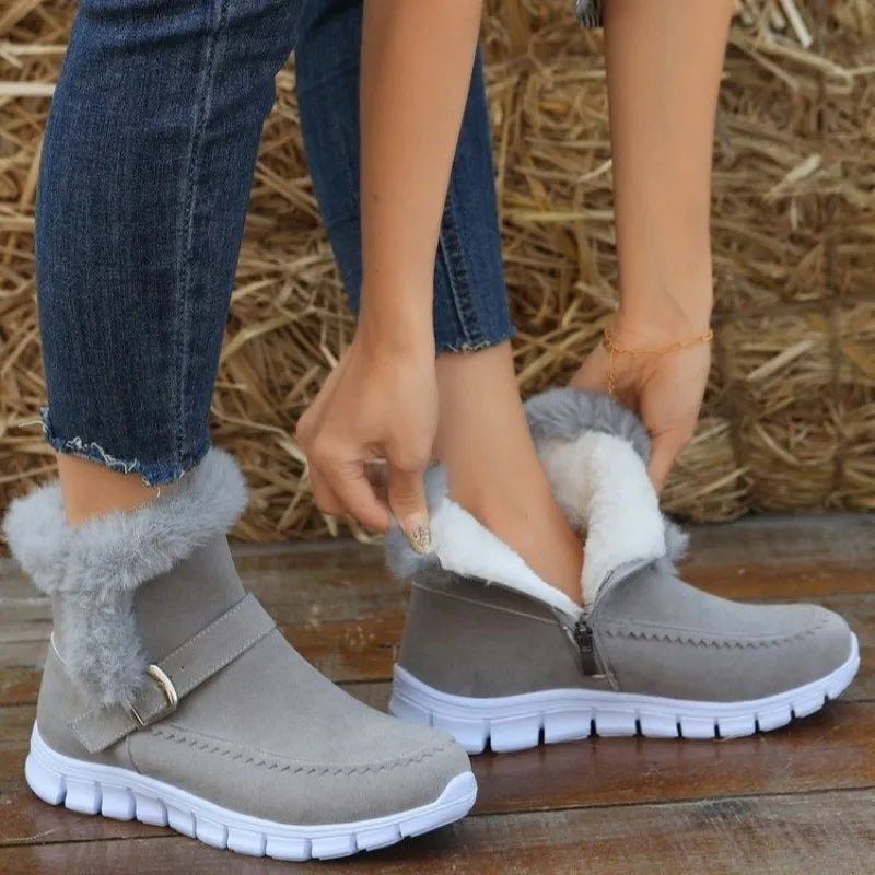 Women's Plush-Lined Buckle Snow Ankle Boots (photo 2)