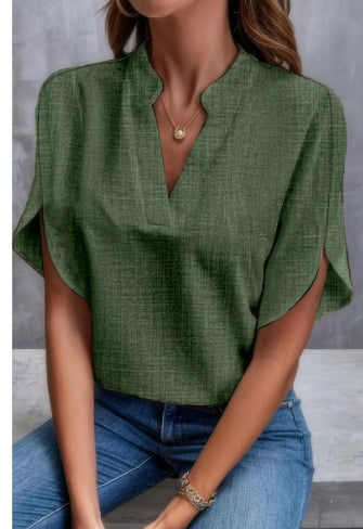 Women's V-Neck Short-Sleeve Chiffon Shirt (photo 14)