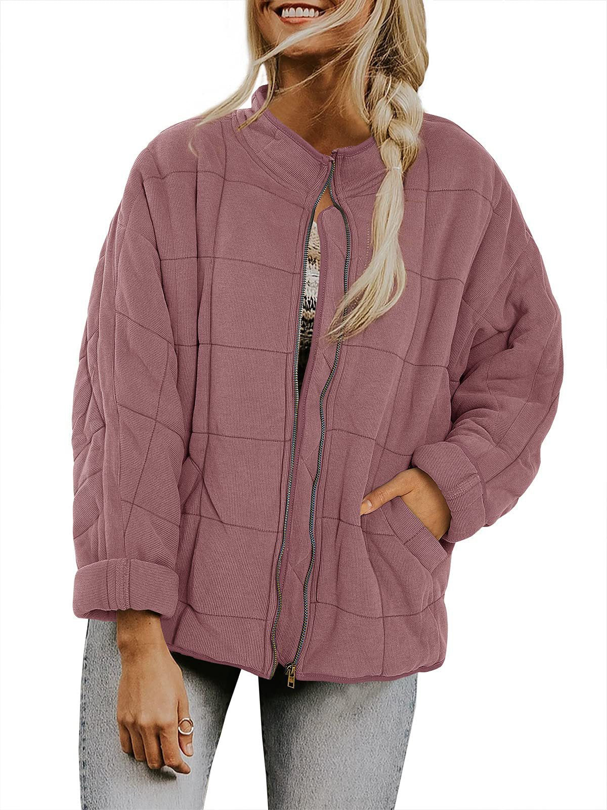 Women's Zip-Up Stand-Collar Jacket with Pockets (photo 13)