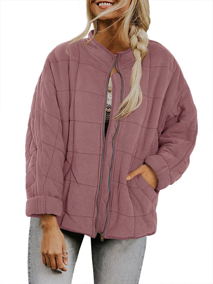 Women's Zip-Up Stand-Collar Jacket with Pockets (photo 13)