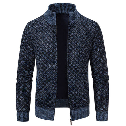Men's Plaid Knit Zip-Up Cardigan Sweater (photo 3)
