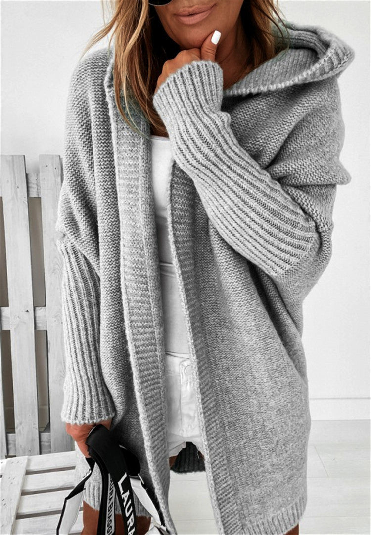Women's Oversized Hooded Batwing Knit Cardigan (photo 8)