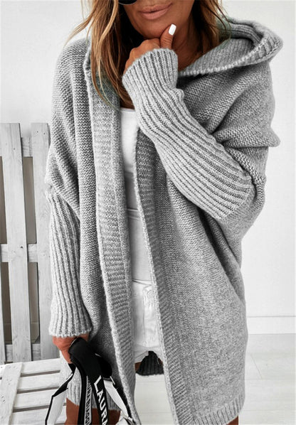 Women's Oversized Hooded Batwing Knit Cardigan (photo 8)