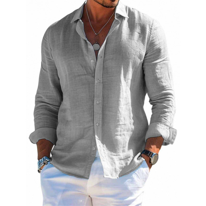 Men's Loose Lapel Long-Sleeve Button Shirt (photo 11)