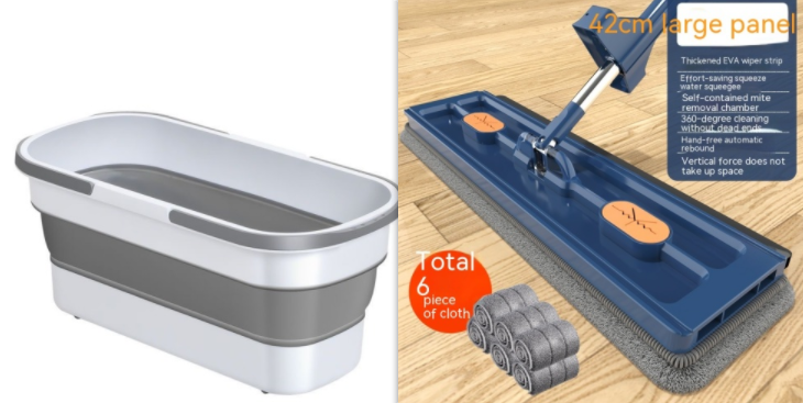 Large 360° Rotating Flat Mop with Stainless Steel Handle (photo 24)