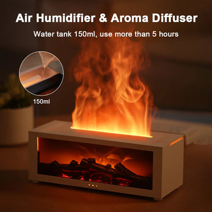 Flame Effect Essential Oil Diffuser with 7 Light Colors (photo 3)