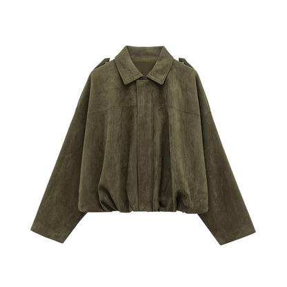 Faux Suede Zip-Up Jacket with Matching Pants and Skirt Options (photo 7)