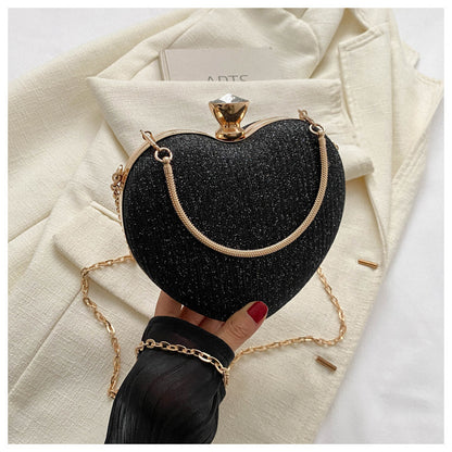 Shiny Heart-Shaped Evening Clutch with Chain (photo 9)