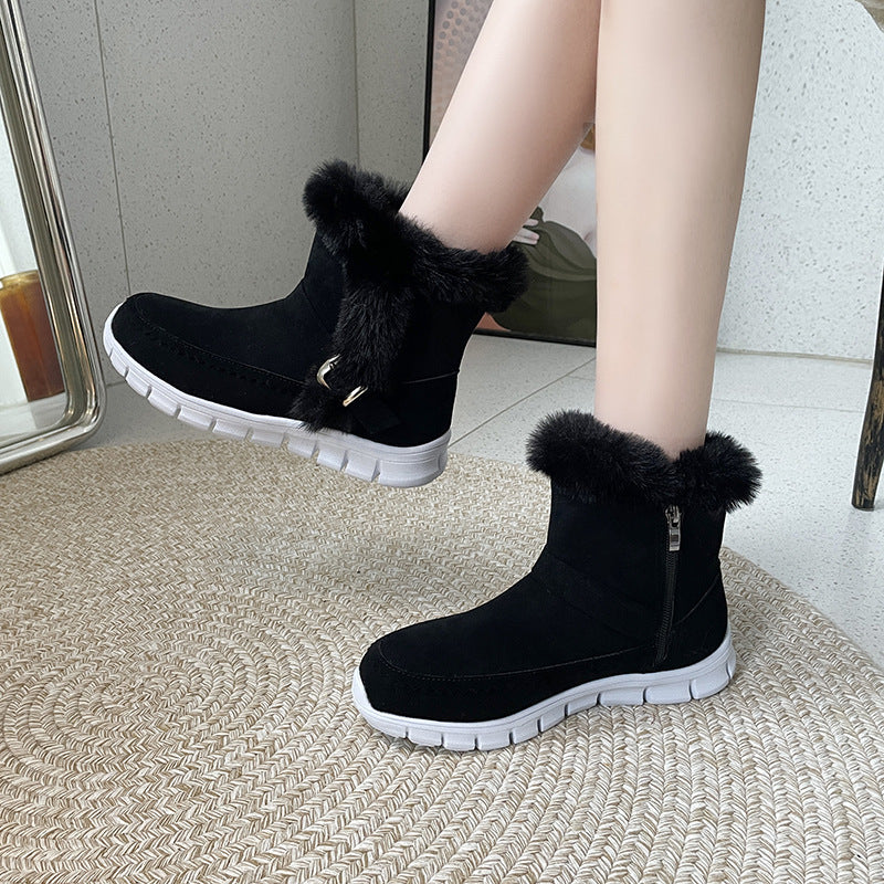 Women's Plush-Lined Buckle Snow Ankle Boots (photo 9)