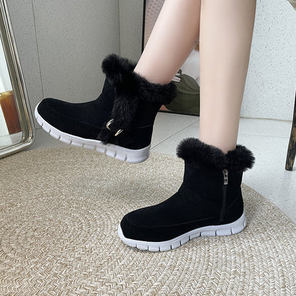 Women's Plush-Lined Buckle Snow Ankle Boots (photo 9)