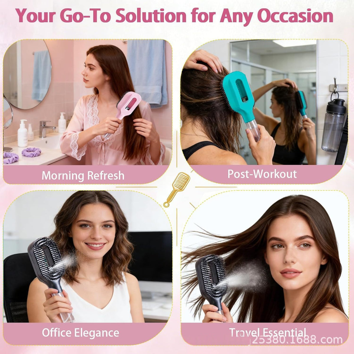 2-in-1 Detangling Brush with Built-In Mist Spray Bottle (photo 4)