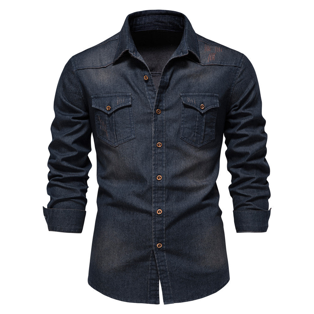 Men's Slim Long-Sleeve Denim Shirt (photo 5)