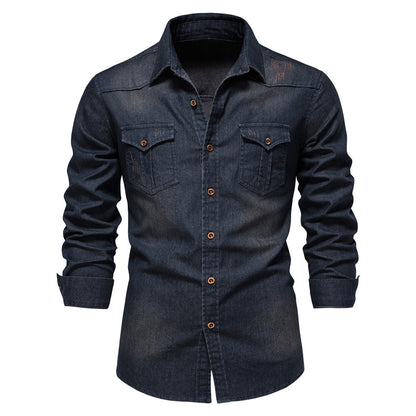 Men's Slim Long-Sleeve Denim Shirt (photo 5)