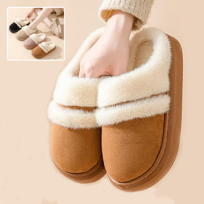 Warm Plush-Lined Cotton Slippers