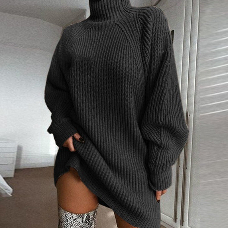 Women's Turtleneck Long Sweater Dress (photo 10)