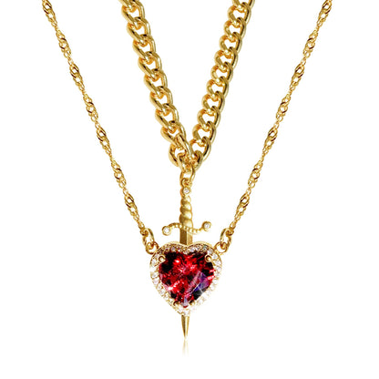 Heart and Sword Couple Necklace Set (photo 4)