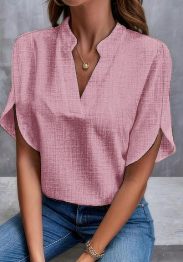 Women's V-Neck Short-Sleeve Chiffon Shirt (photo 12)