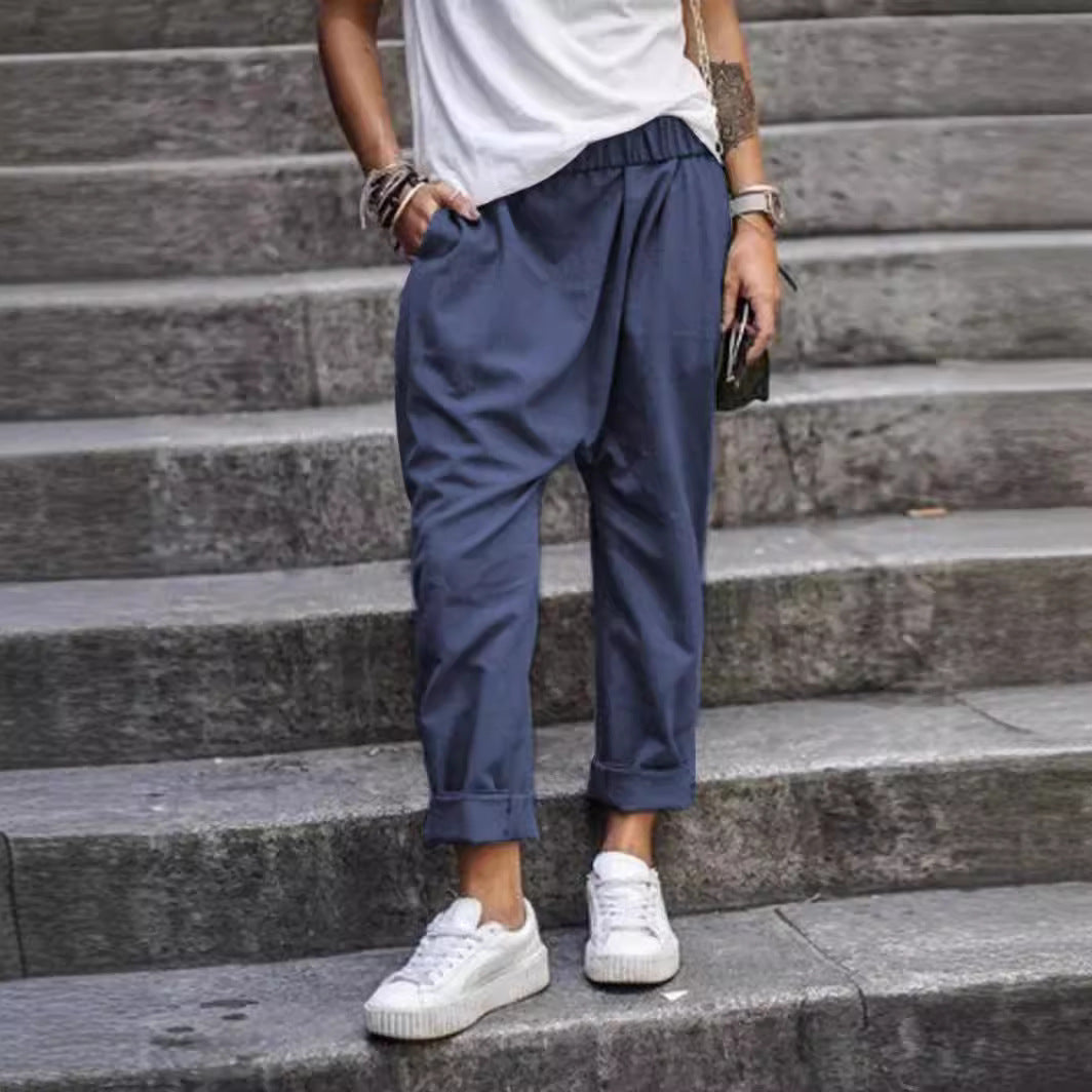 Women's High-Waist Harem Pants with Pockets (photo 5)