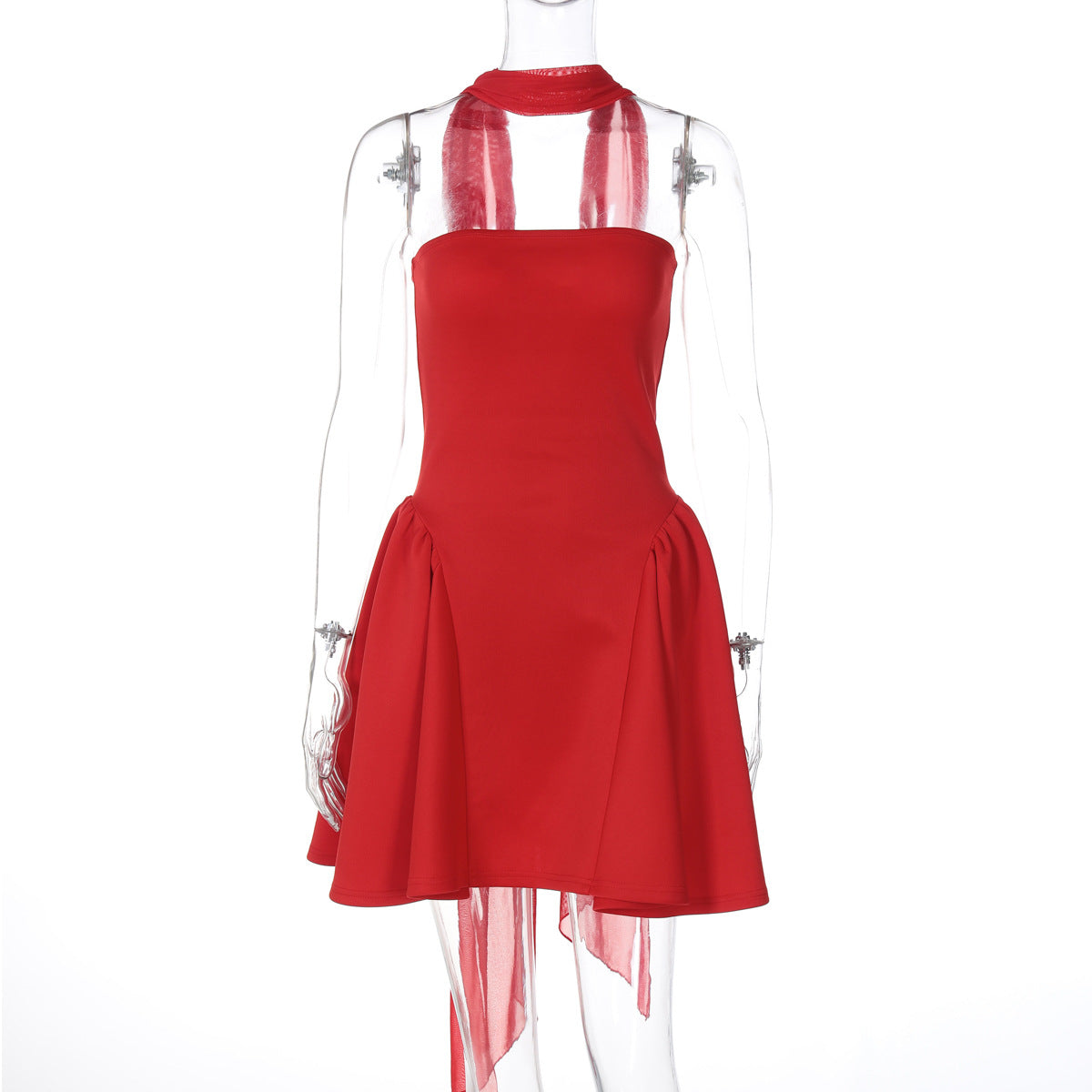 Women's Strapless Mini Dress with Back Zipper (photo 10)