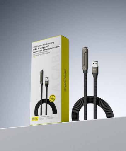 Fast-Charging USB-C Cable with Built-In Foldable Phone Stand (photo 13)