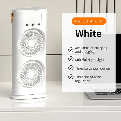 Dual-Head Mist Spray Fan with Ambient Light (photo 3)