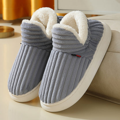Striped Plush Winter House Slippers, Unisex (photo 14)