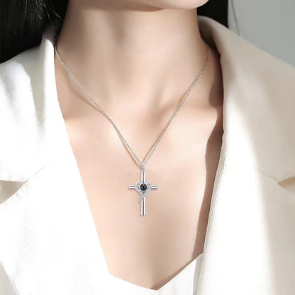 I Love You Projection Heart Cross Necklace (photo 2)