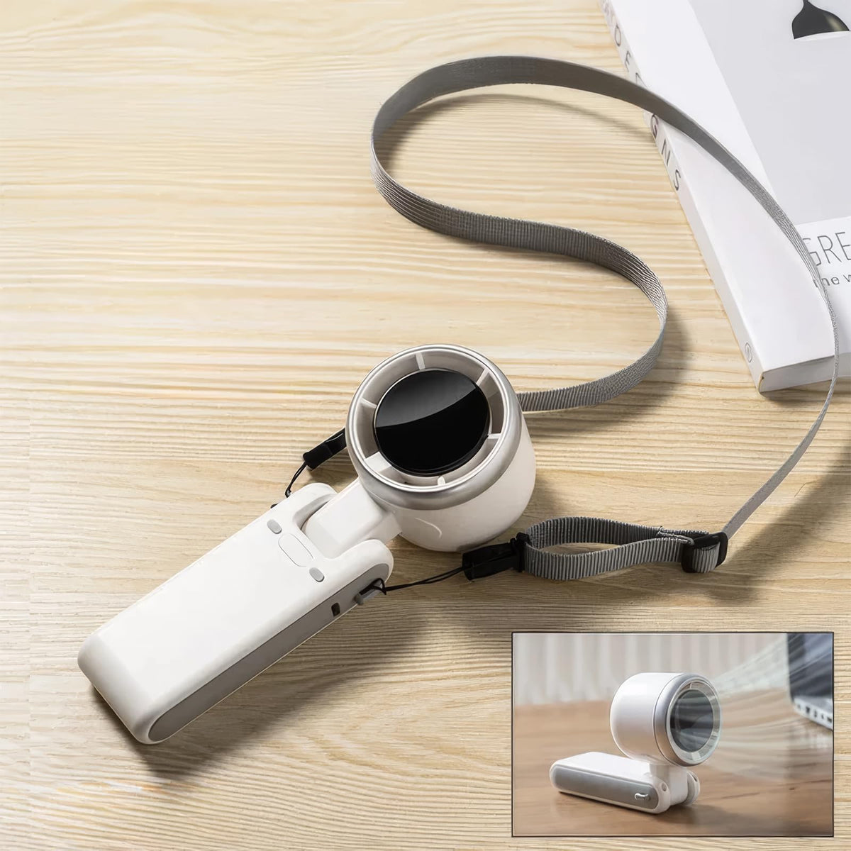 Foldable Mini Turbo Fan with Neck Strap, USB-C (photo 3)