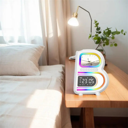 B-Shaped Bluetooth Speaker with Lamp, Alarm Clock and Wireless Charger (photo 9)