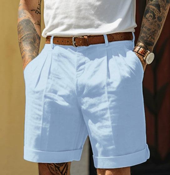 Men's Linen-Blend Straight-Leg Shorts with Pockets (photo 6)