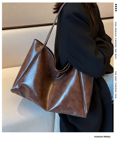 Women's Vintage PU Leather Tote Shoulder Bag (photo 27)