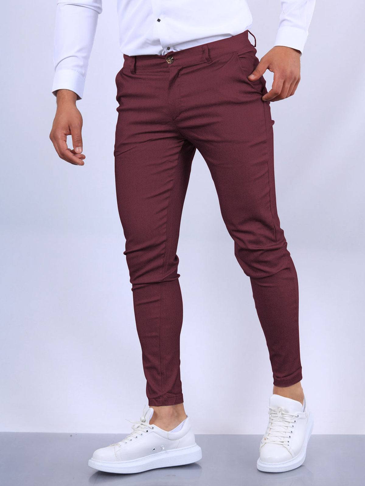 Men's Slim Button Pencil Trousers (photo 25)