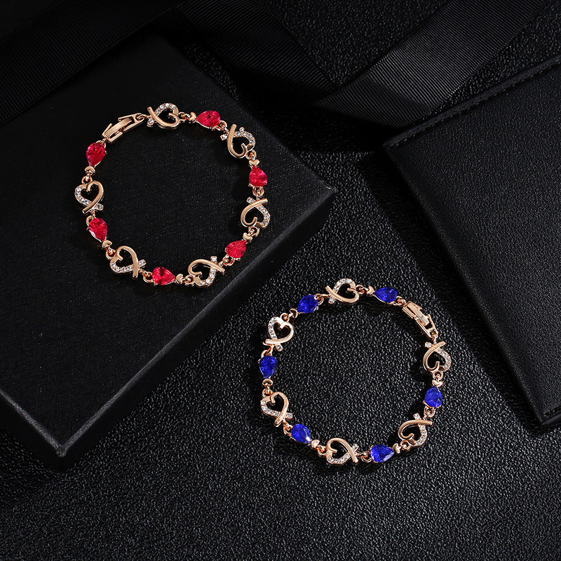 Hollow Heart Rhinestone Bracelet (photo 2)