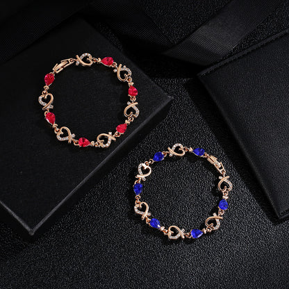Hollow Heart Rhinestone Bracelet (photo 2)