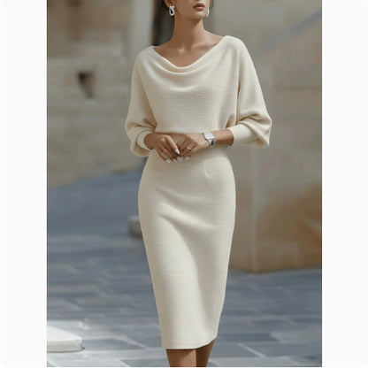 Women's Pleated Batwing-Sleeve A-Line Midi Dress (photo 14)