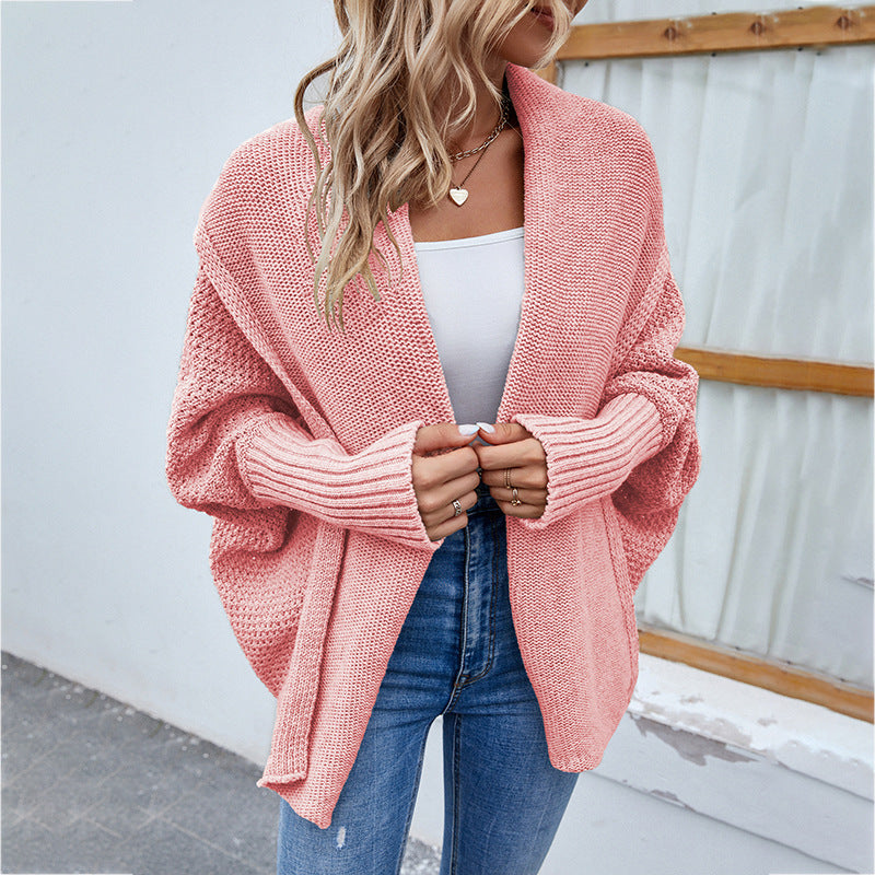 Women's Loose Batwing Lapel Knit Cardigan (photo 7)