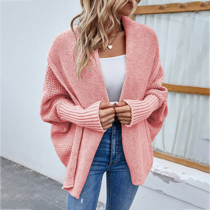 Women's Loose Batwing Lapel Knit Cardigan (photo 7)