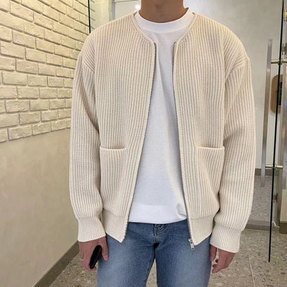 Men's Lined Zip-Up Knit Cardigan with Funnel Neck (photo 3)