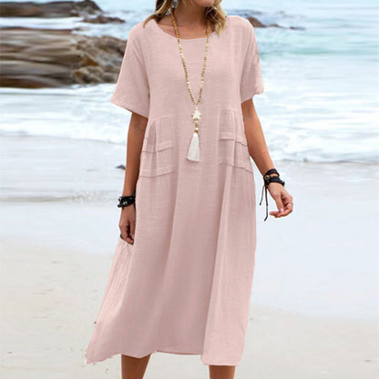Women's Short-Sleeve Loose Midi Dress (photo 6)