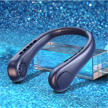 Bladeless Neck Fan, USB Rechargeable, 3 or 5 Speeds – Blue