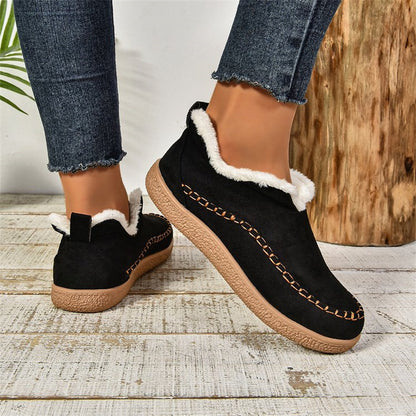 Women's V-Cut Plush-Lined Flat Ankle Boots (photo 2)