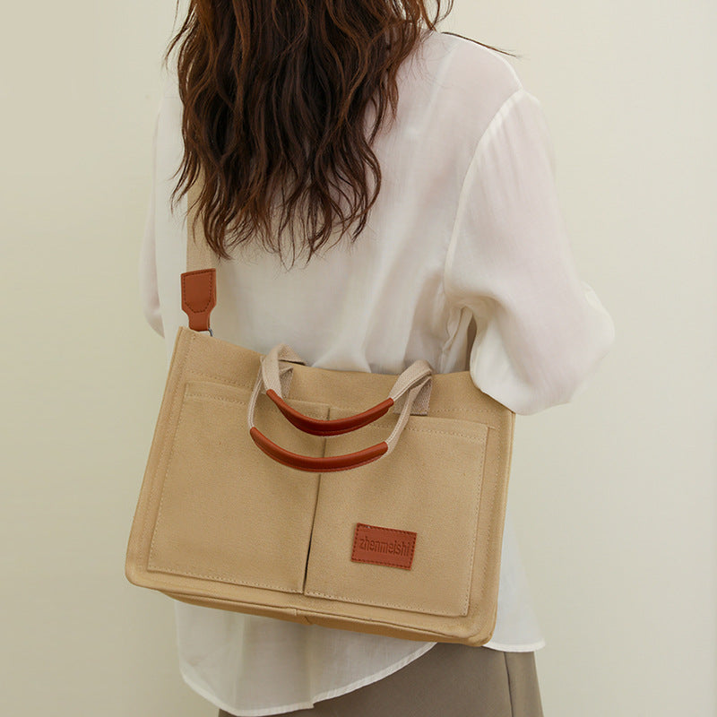 Multi-Pocket Canvas Tote and Shoulder Bag (photo 6)