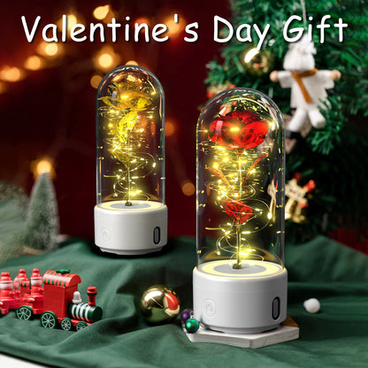 Preserved Rose LED Light and Bluetooth Speaker in Glass Dome (photo 5)