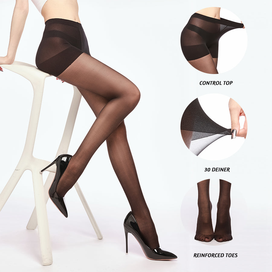 Women's Sheer 20 Denier Control-Top Tights, 4 Pairs (photo 2)