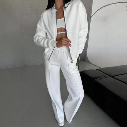 Women's Zip Jacket and Wide-Leg Pants Sports Set (photo 3)